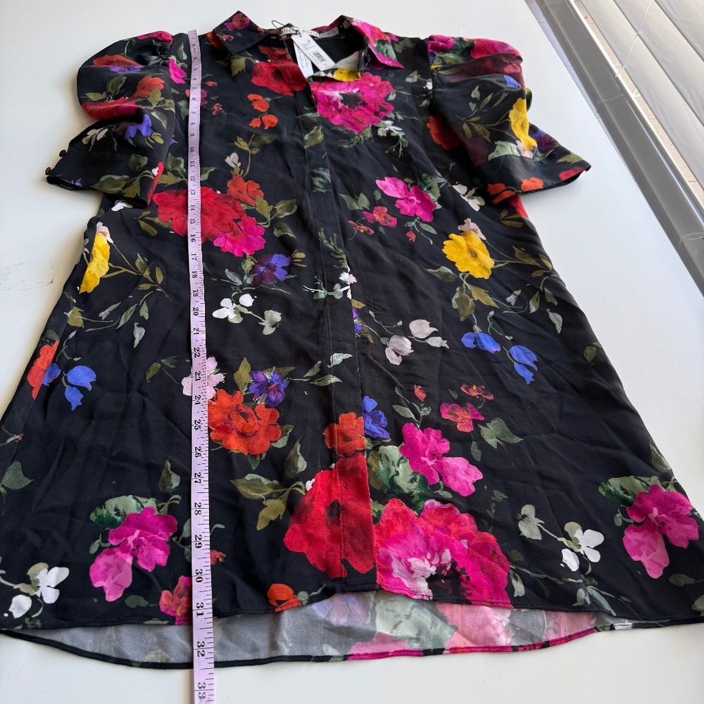 Alice + Olivia Womens Jem Puff Sleeve Multicolor Floral Shirtdress Small - Picture 9 of 12